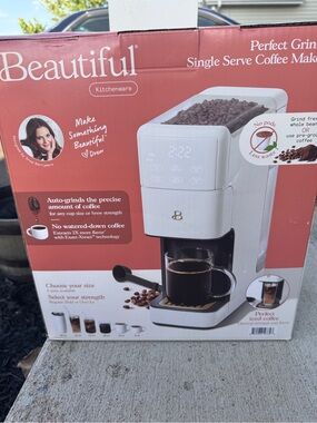 Beautiful by Drew Barrymore Single serve White coffee maker. Brand New